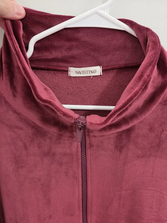 NWOT Velour Tracksuit Set in Burgundy with WHITE Trim - Picture 2 of 4